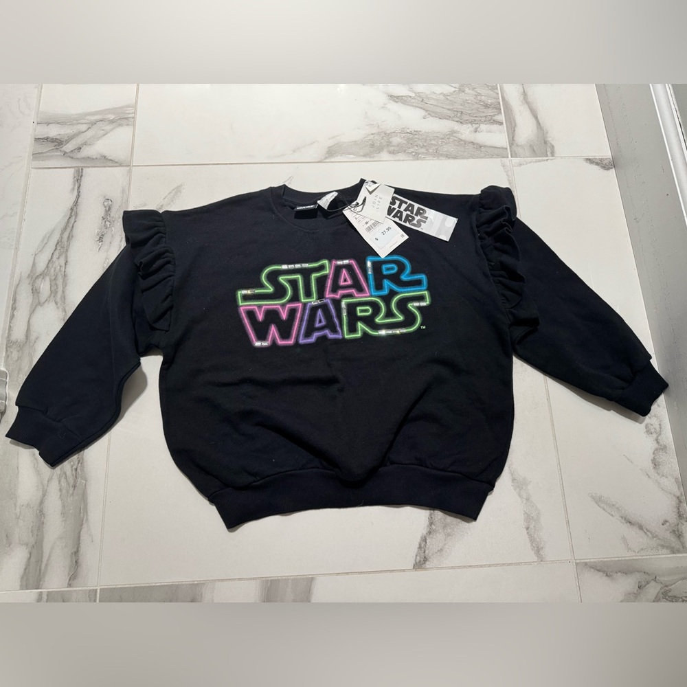 Zara Black Star Wars Neon Logo Sweatshirt
